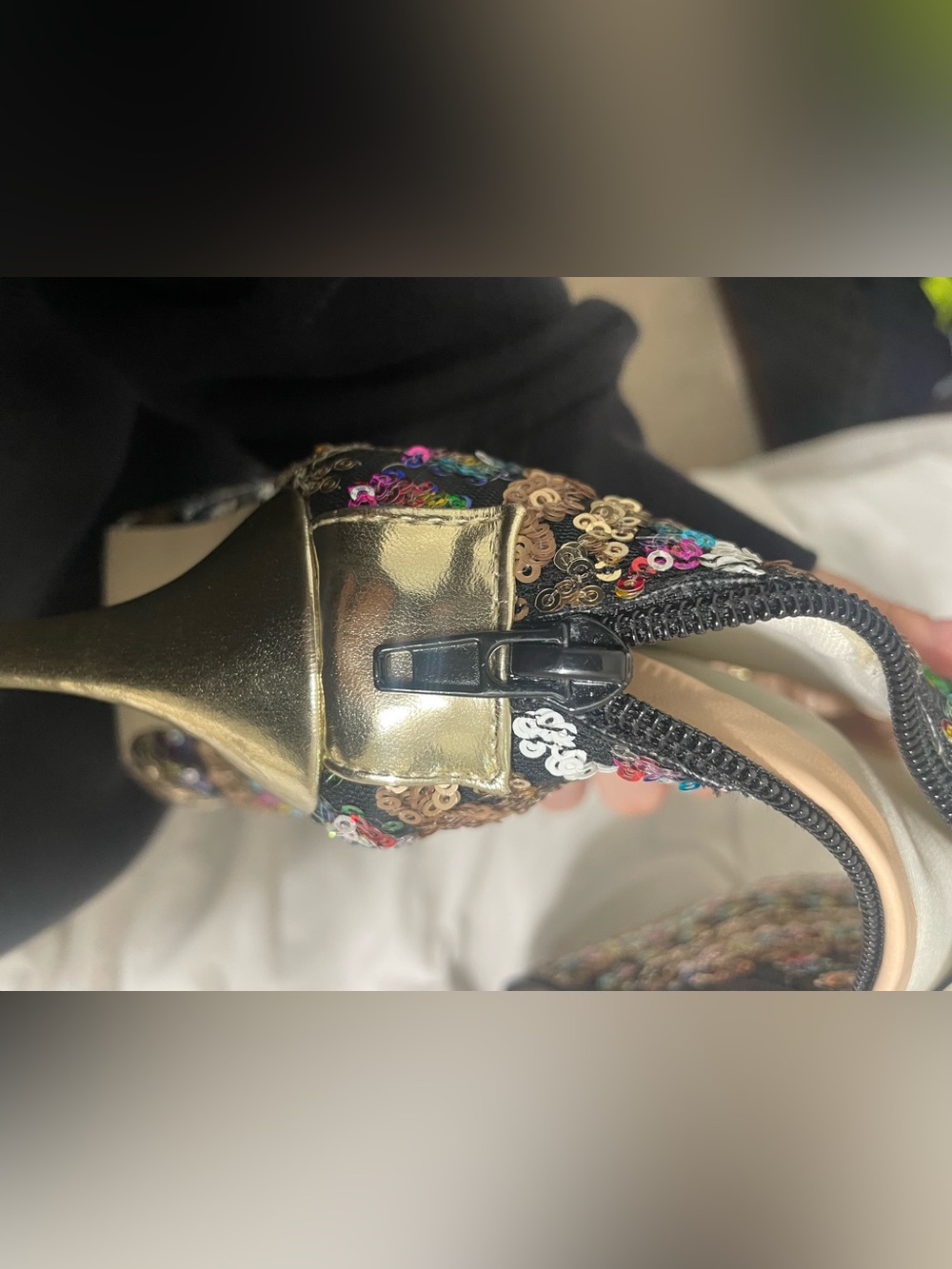 Sequin embossed, gold thigh Stiletto Boots - Women - Picture 10 of 13